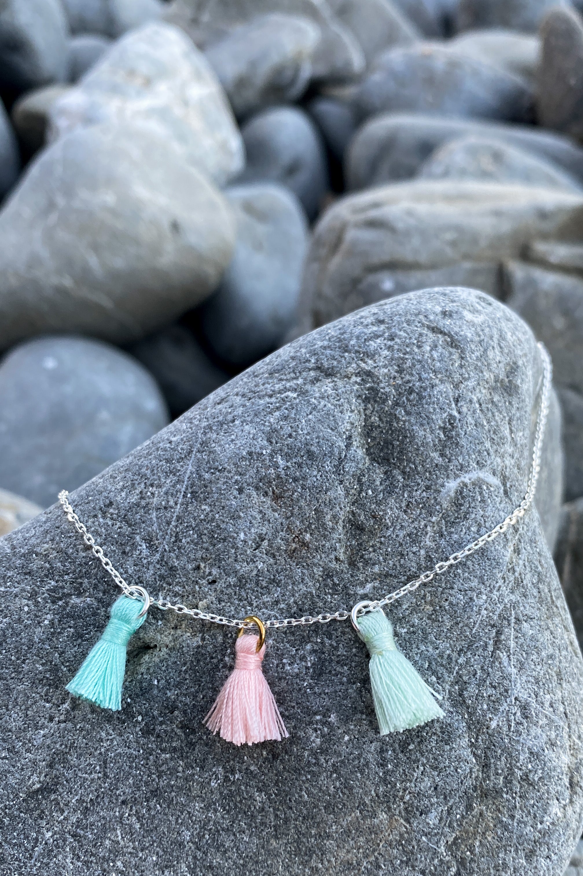 Rainbow tassel necklace