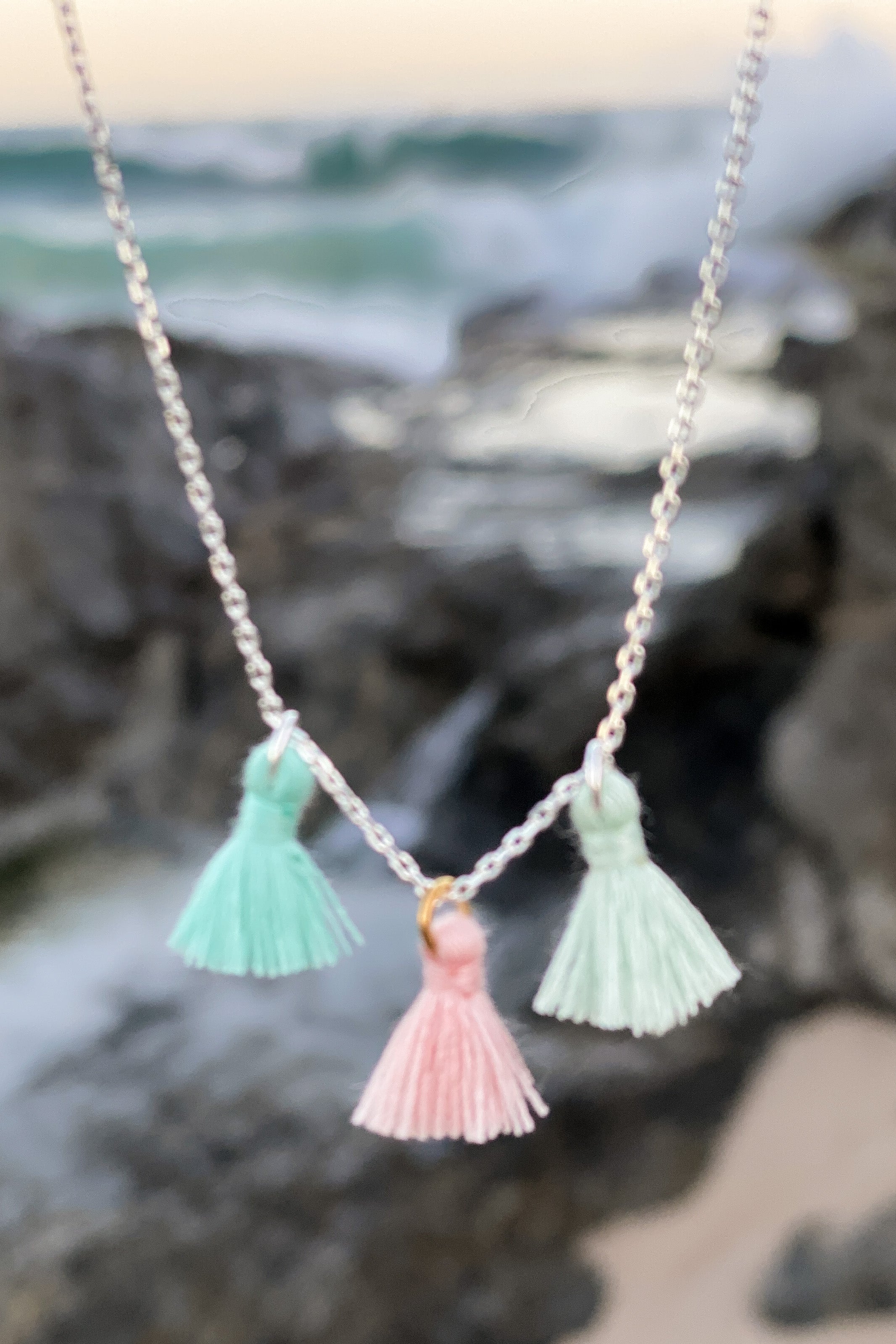 Rainbow tassel necklace